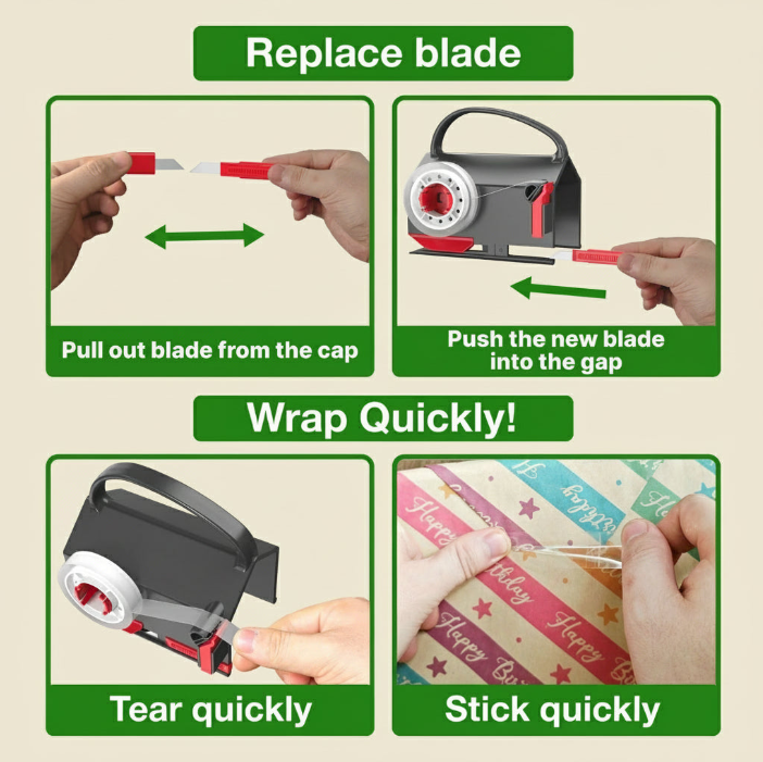 Wrapping Paper Cutter and Tape Dispenser